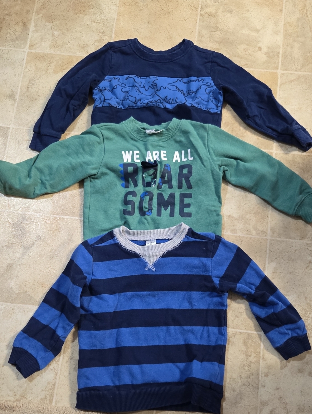 Carter's Blue & Green Boys Sweatshirt Bundle - 3 Pack